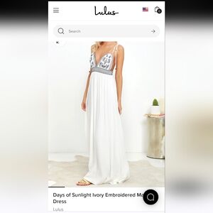 Lulus White with Navy Embroidered Detailing, Size Medium